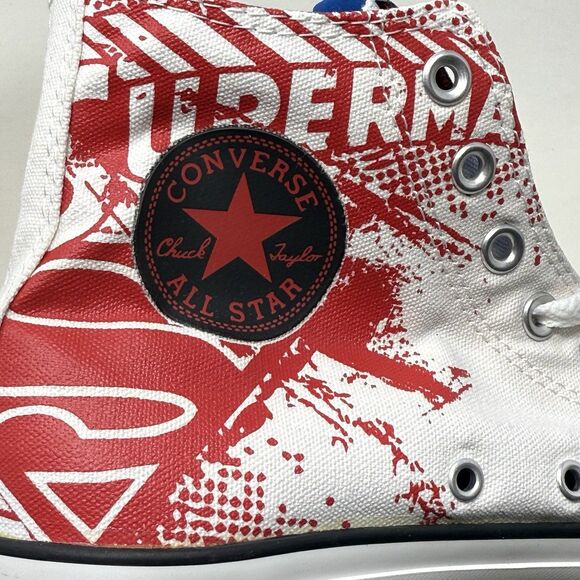 Converse All Star Hi DC Comics Superman Shoes Mens 8 Womens 10 White Red Graphic - Picture 9 of 15